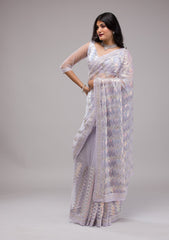 Lavender Sequins Net Saree