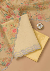 Lemon Yellow Swarovski Organza Unstitched Salwar Suit