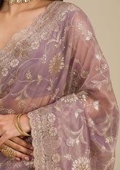 Light Brown Zariwork Tissue Saree
