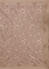 Light Brown Zariwork Tissue Saree