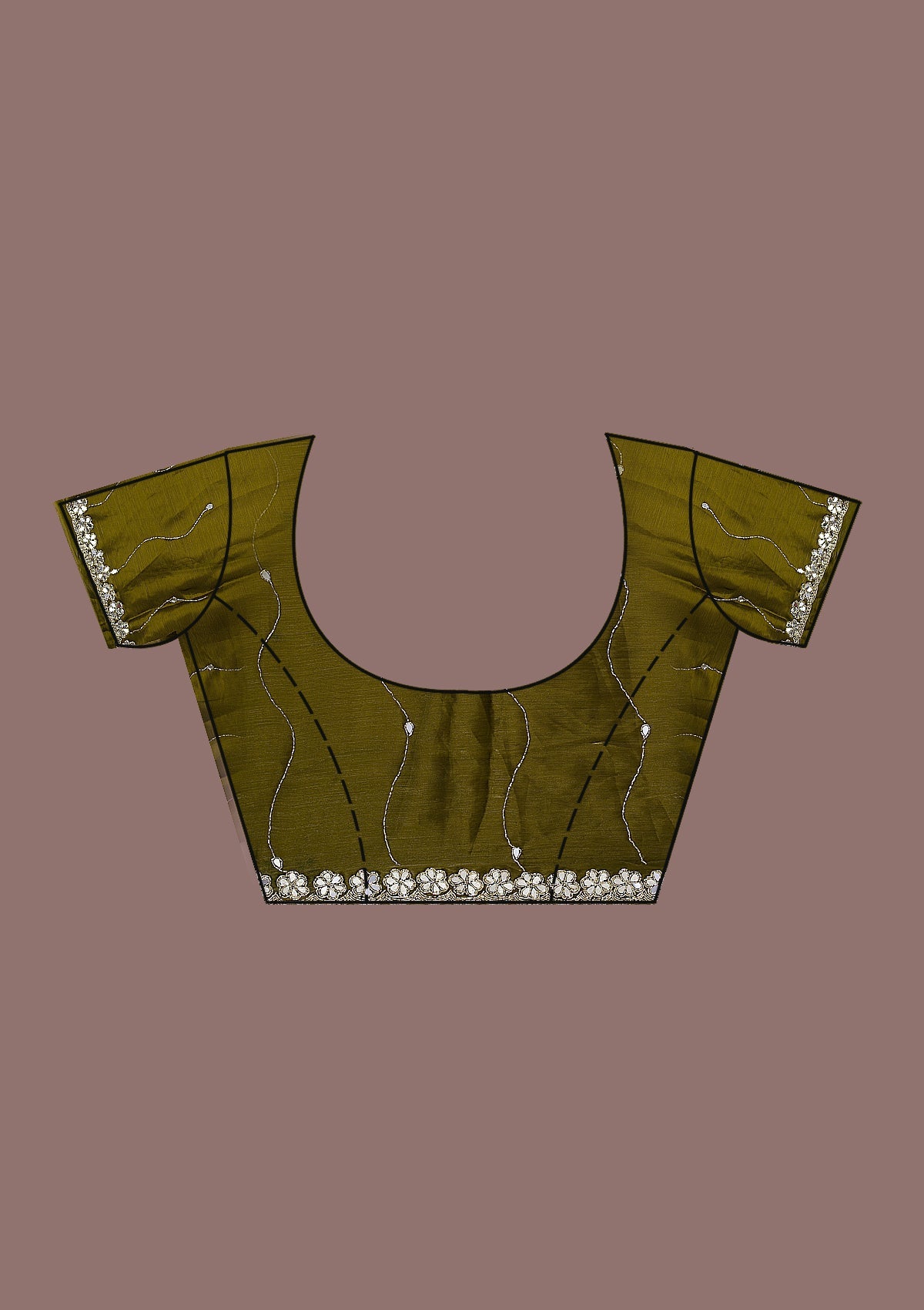 Mehendi Mirrorwork Tissue Saree