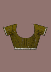 Mehendi Mirrorwork Tissue Saree