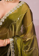 Mehendi Mirrorwork Tissue Saree