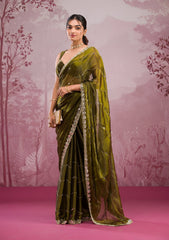 Mehendi Mirrorwork Tissue Saree