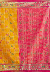 Mustard Printed Silk Saree