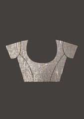 Off White Sequins Georgette Saree