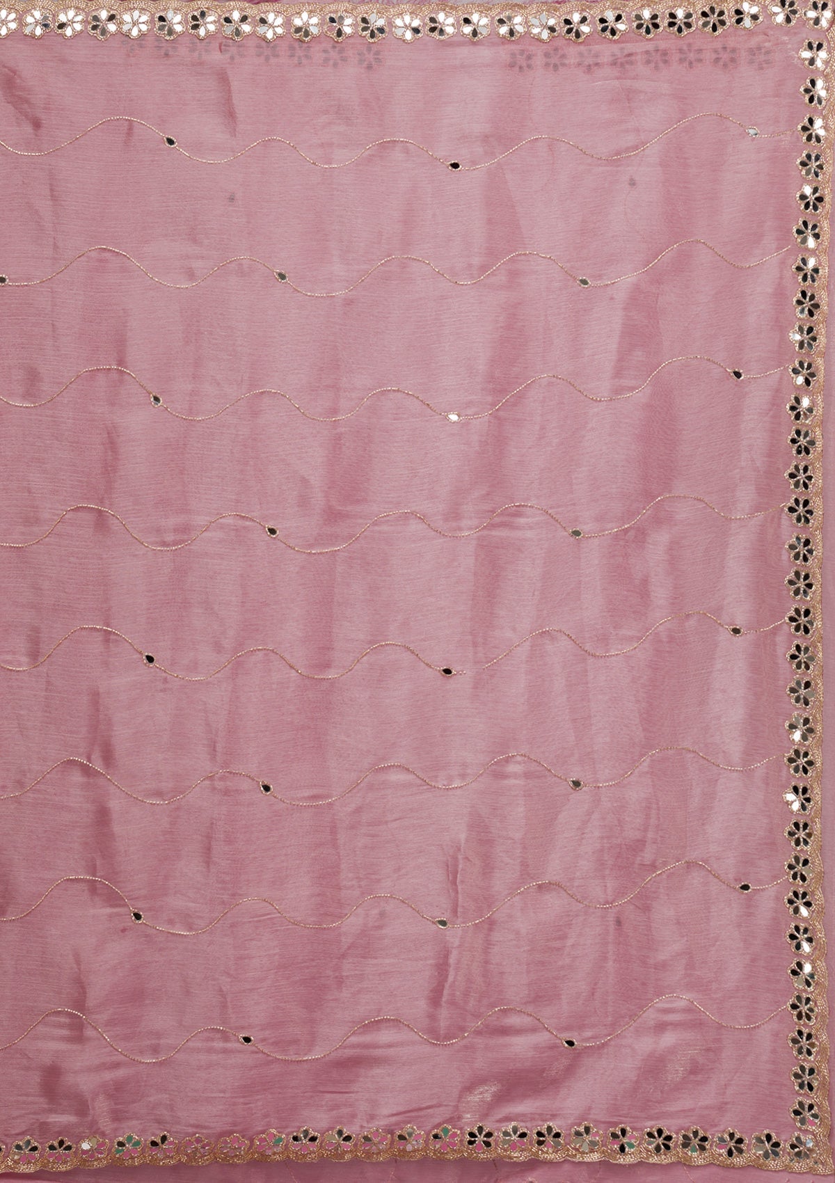 Onion Pink Mirrorwork Tissue Saree