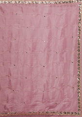Onion Pink Mirrorwork Tissue Saree