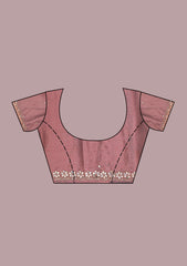 Onion Pink Mirrorwork Tissue Saree