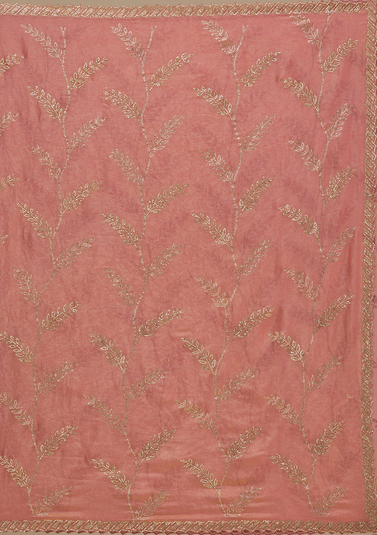 Peach Stonework Tissue Saree