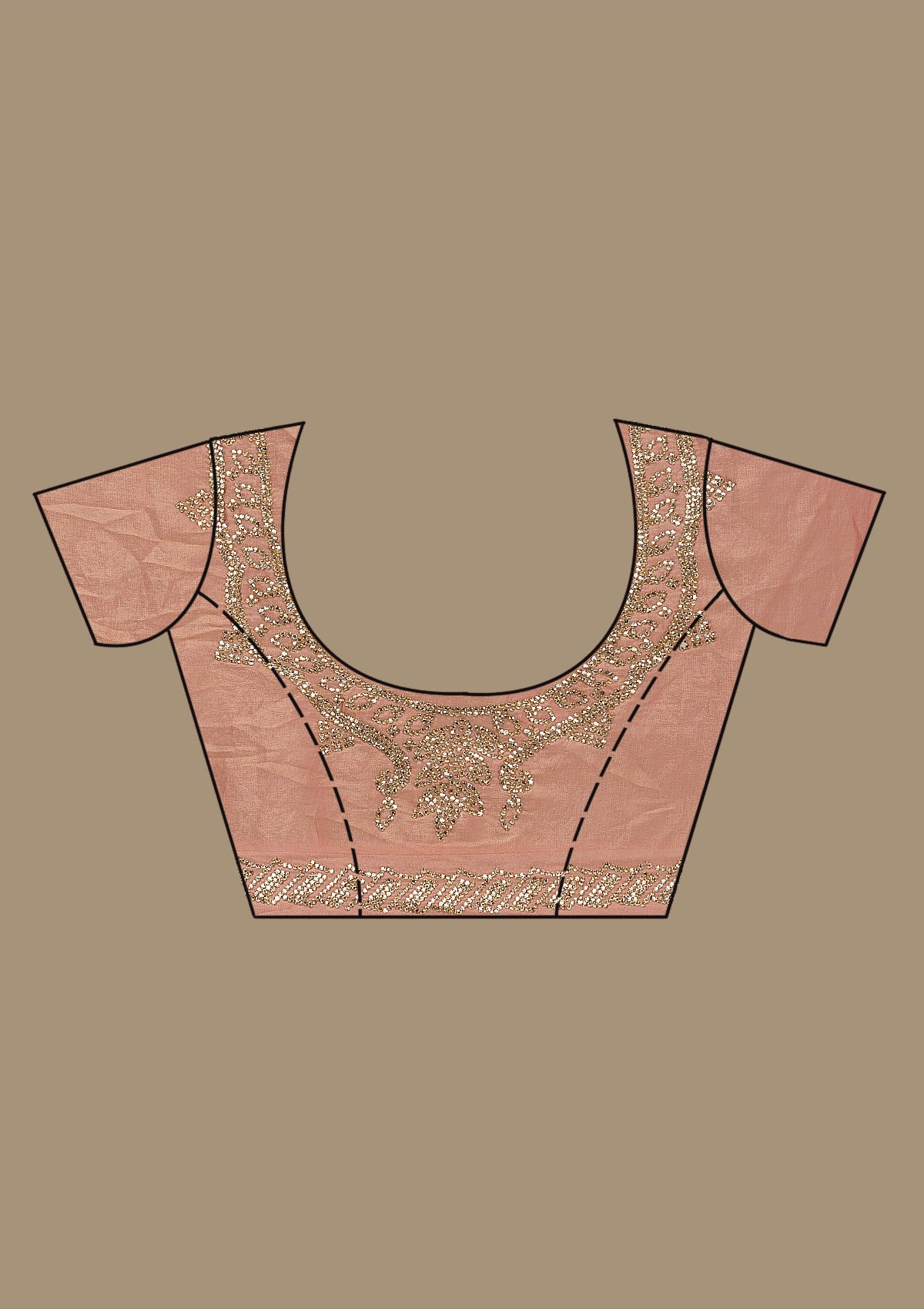 Peach Stonework Tissue Saree