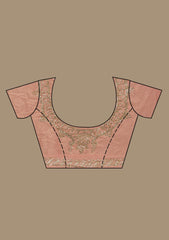 Peach Stonework Tissue Saree