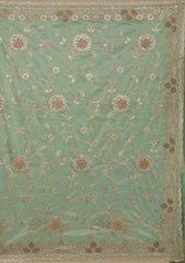 Sea Green Zariwork Tissue Saree