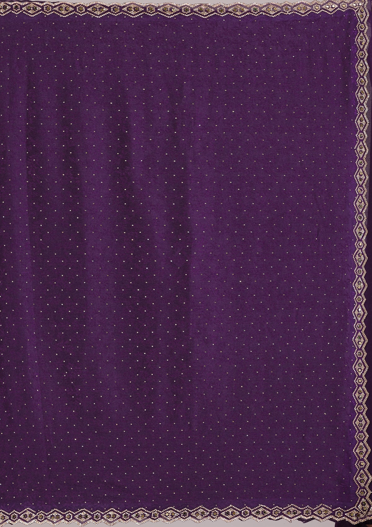 Purple Stonework Semi Crepe Saree