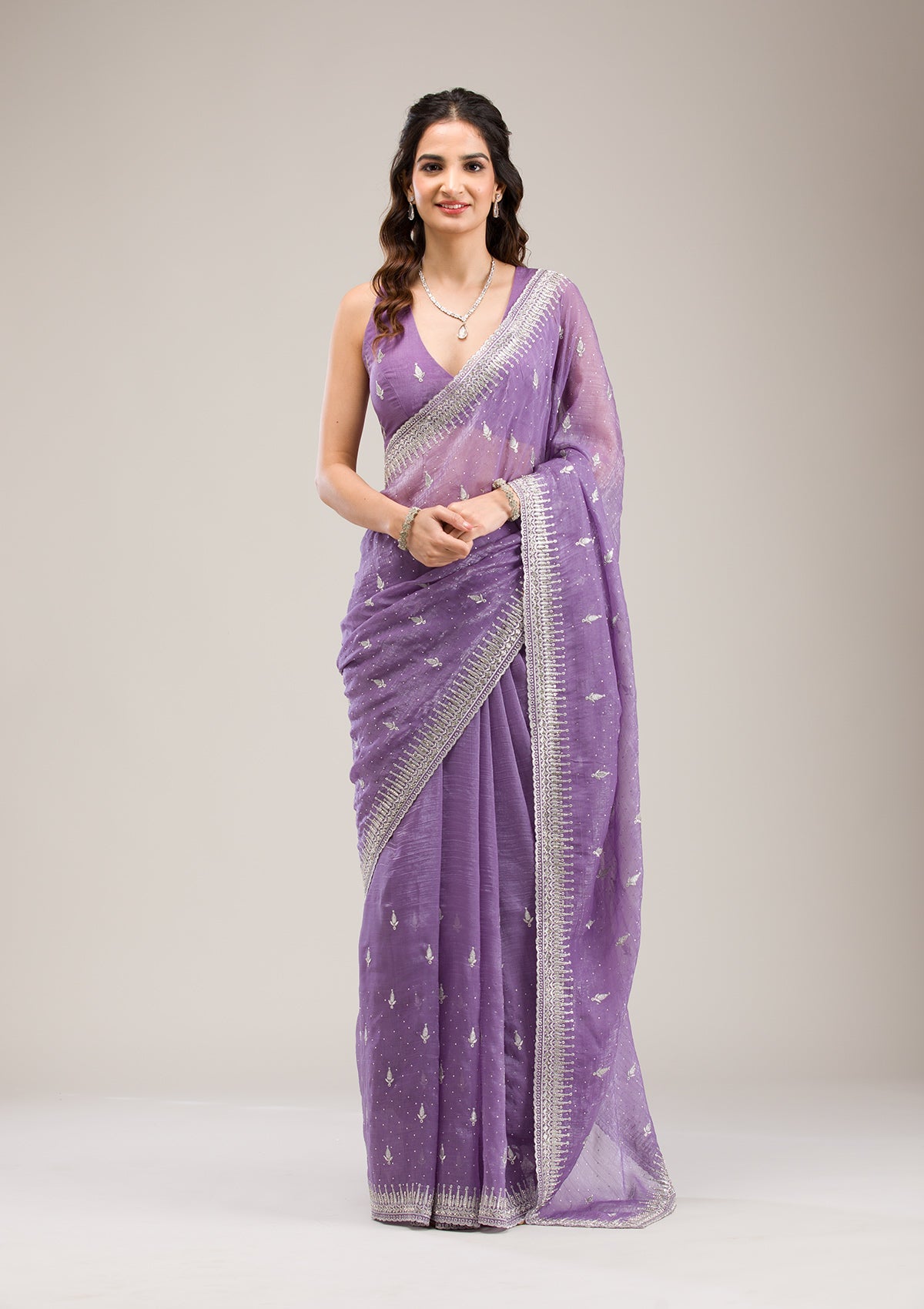 Purple Zariwork Tissue Saree