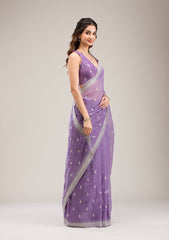 Purple Zariwork Tissue Saree