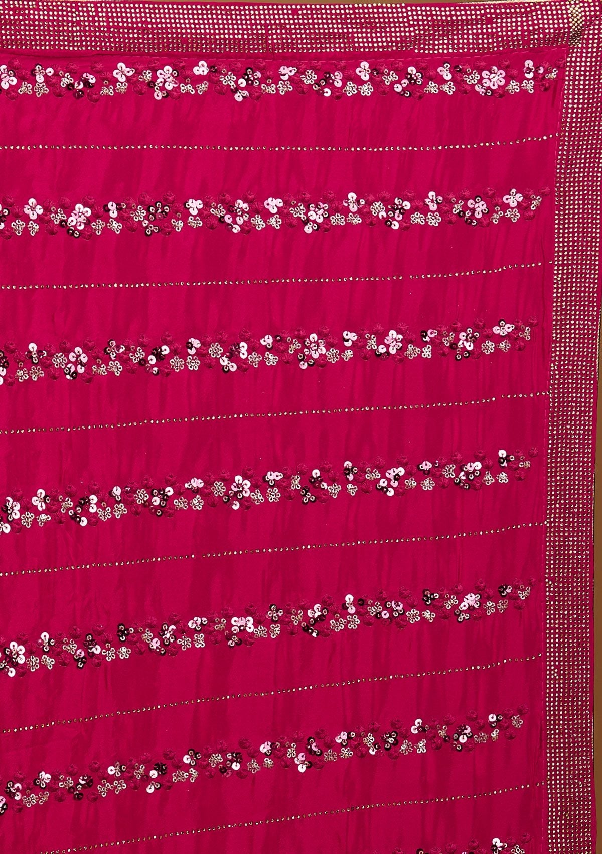 Rani Pink Swarovski Semi Crepe Designer Saree
