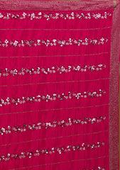 Rani Pink Swarovski Semi Crepe Designer Saree