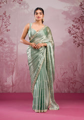 Sea Green Mirrorwork Georgette Saree