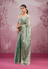 Sea Green Mirrorwork Georgette Saree