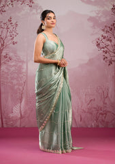 Sea Green Mirrorwork Georgette Saree