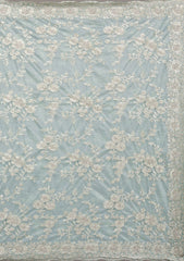 Turquoise Blue Zariwork Tissue Saree
