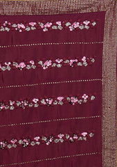 Wine Swarovski Semi Crepe Designer Saree