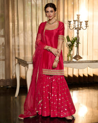Nandika Pink Solid Chanderi Sharara Set