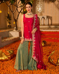 Vesna Pink Solid Chanderi Sharara Set