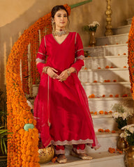 Tarini Magenta Solid Chanderi Suit Set