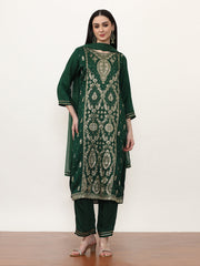 Embroidered Cotton Blend Floral Kurta Sets With Dupatta