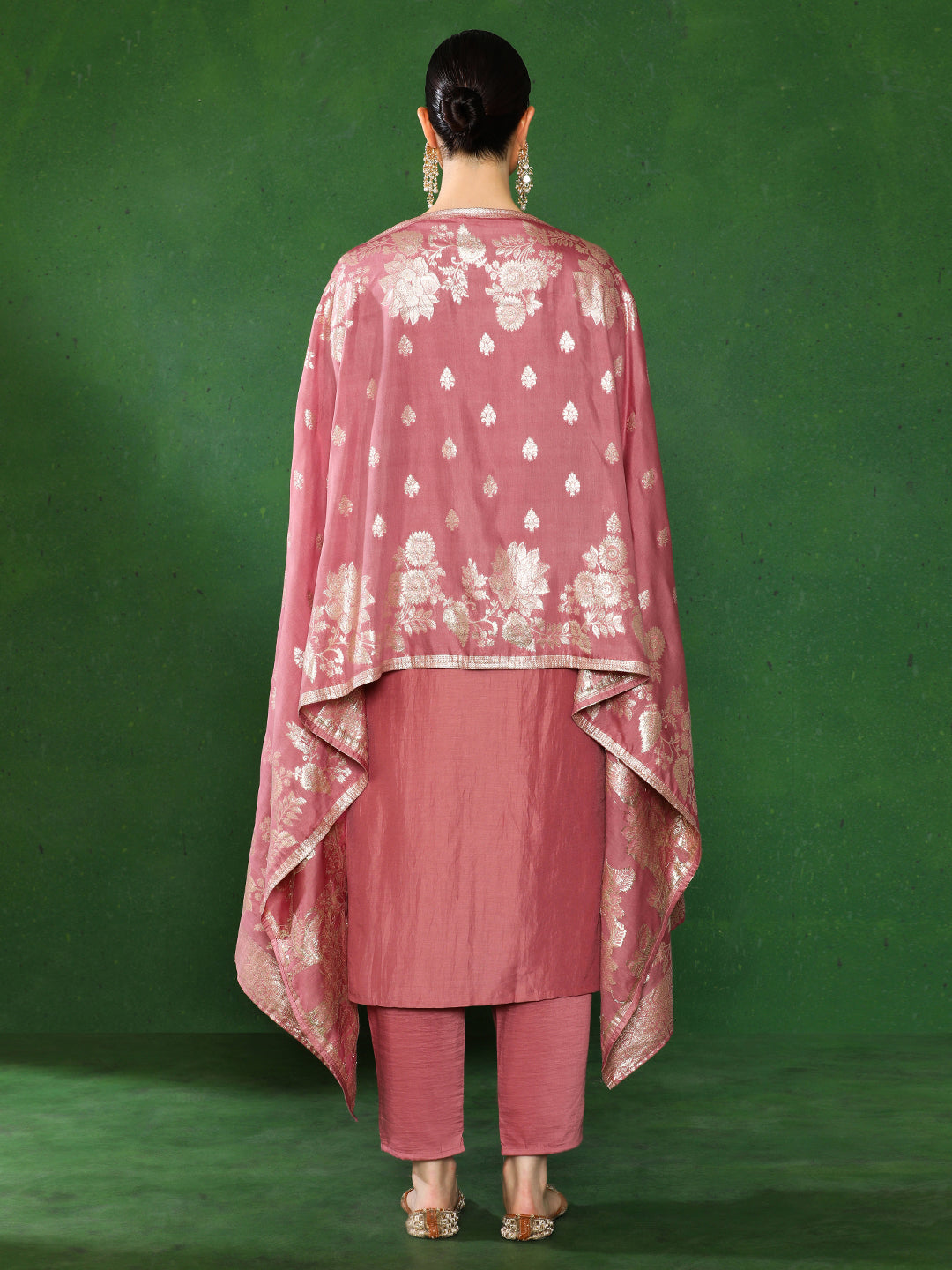 Solid Embroidered Straight Kurta & Trousers Sets