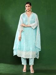 Floral Embroidered A-Line Kurta & Trousers Sets