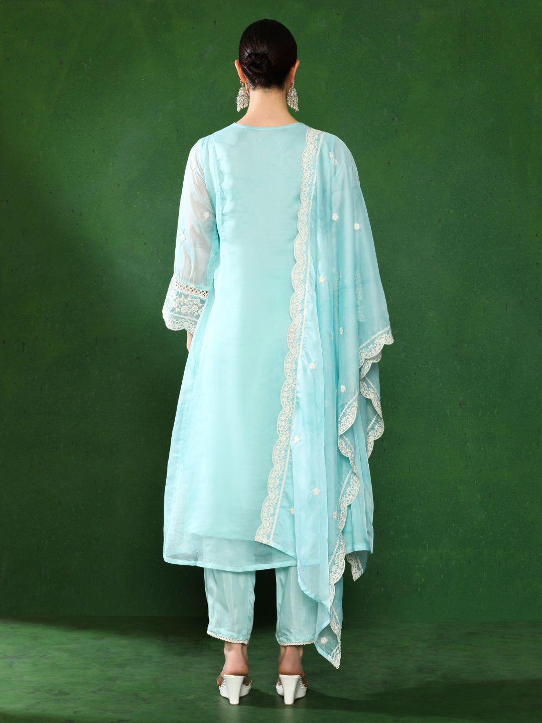 Floral Embroidered A-Line Kurta & Trousers Sets