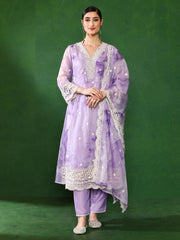 Floral Embroidered A-Line Kurta & Trousers Sets
