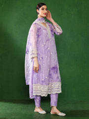 Floral Embroidered A-Line Kurta & Trousers Sets