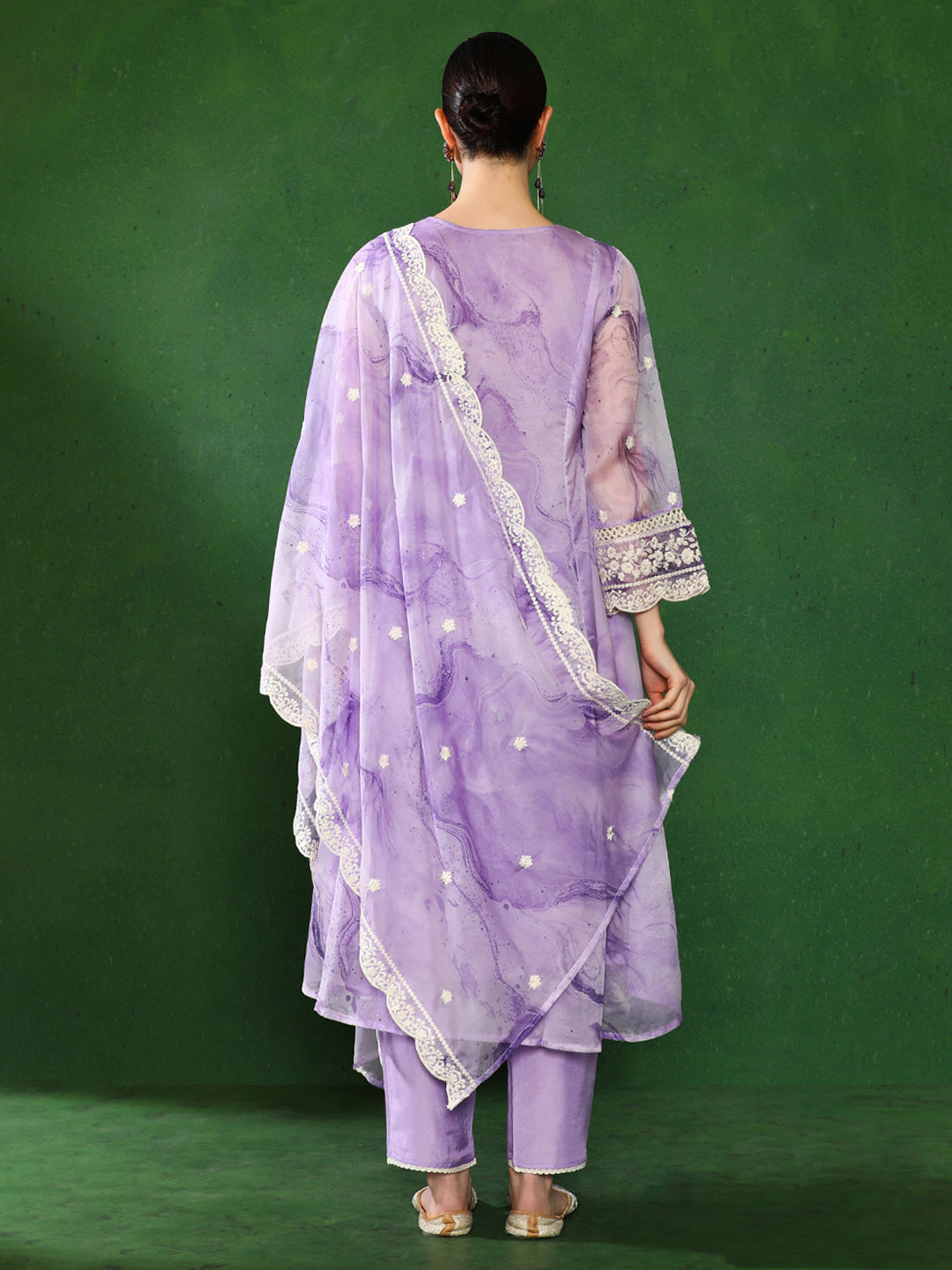 Floral Embroidered A-Line Kurta & Trousers Sets