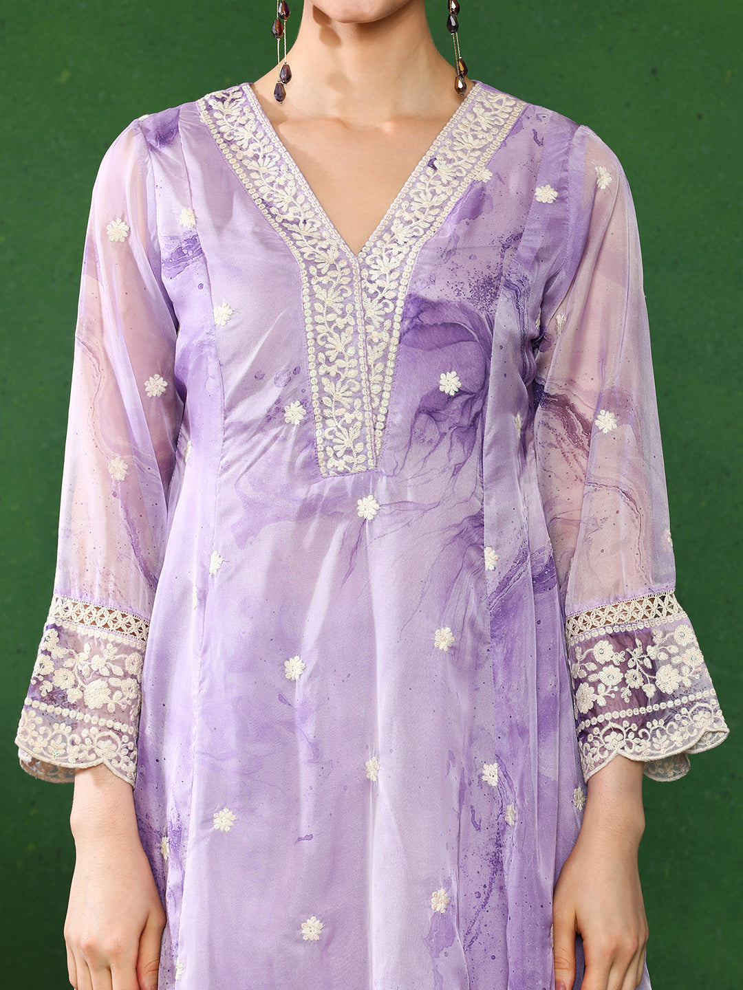 Floral Embroidered A-Line Kurta & Trousers Sets