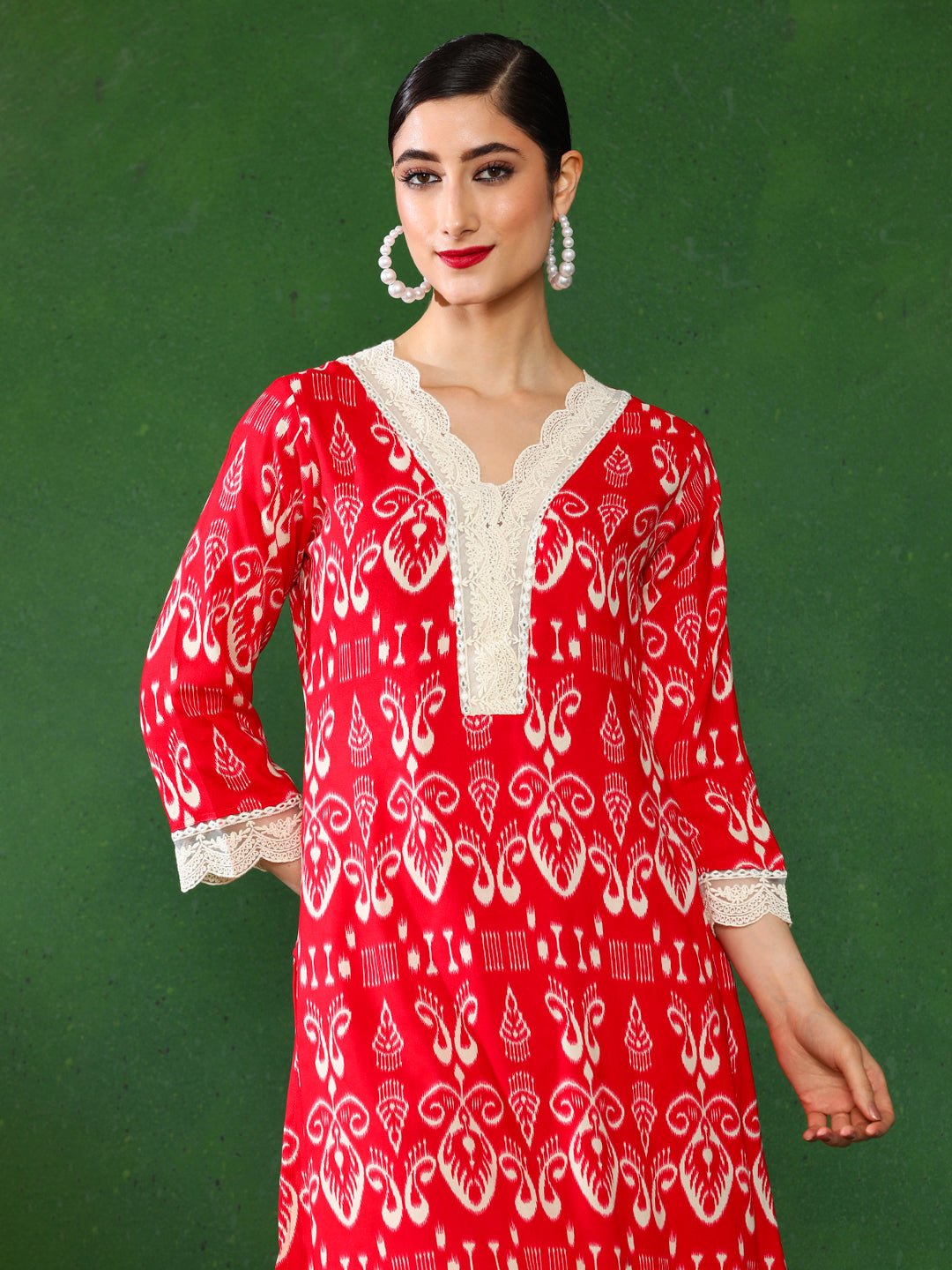Floral Embroidered Straight Kurta & Trousers Sets