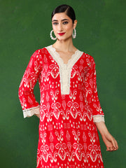 Floral Embroidered Straight Kurta & Trousers Sets