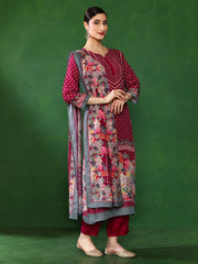 Floral Embroidered A-Line Kurta & Trousers Sets