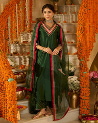 Divyana Green Solid Chanderi Suit Set