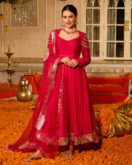Jyoti Pink Solid Chanderi Suit Set