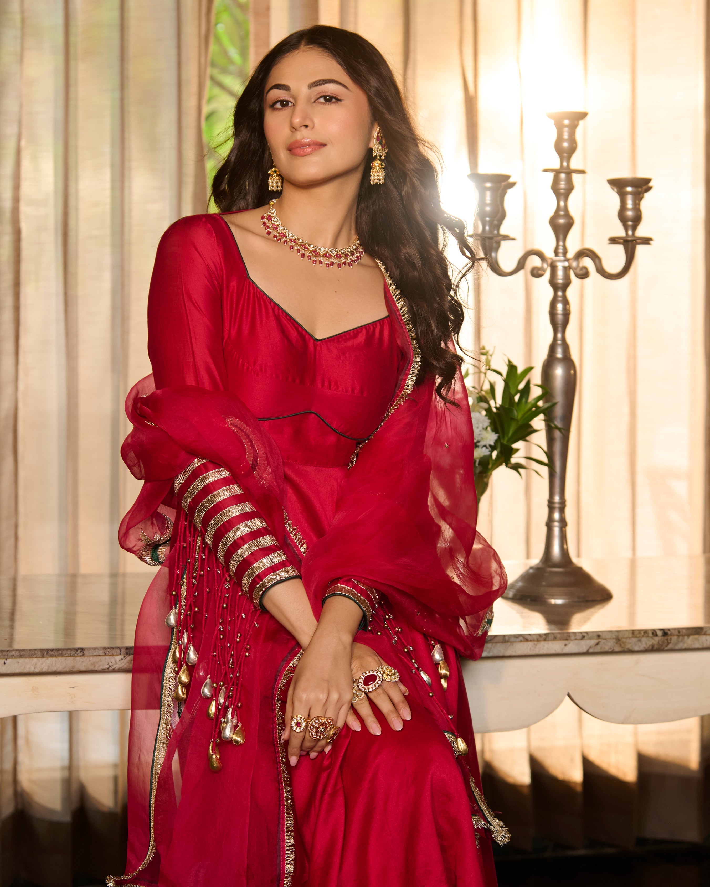 Vibha Magenta Solid Chanderi Suit Set