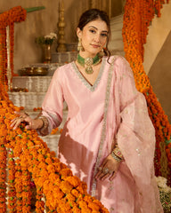 Archita Light Pink Solid Chanderi Suit Set