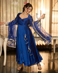 Harshini Blue Solid Chanderi Suit Set