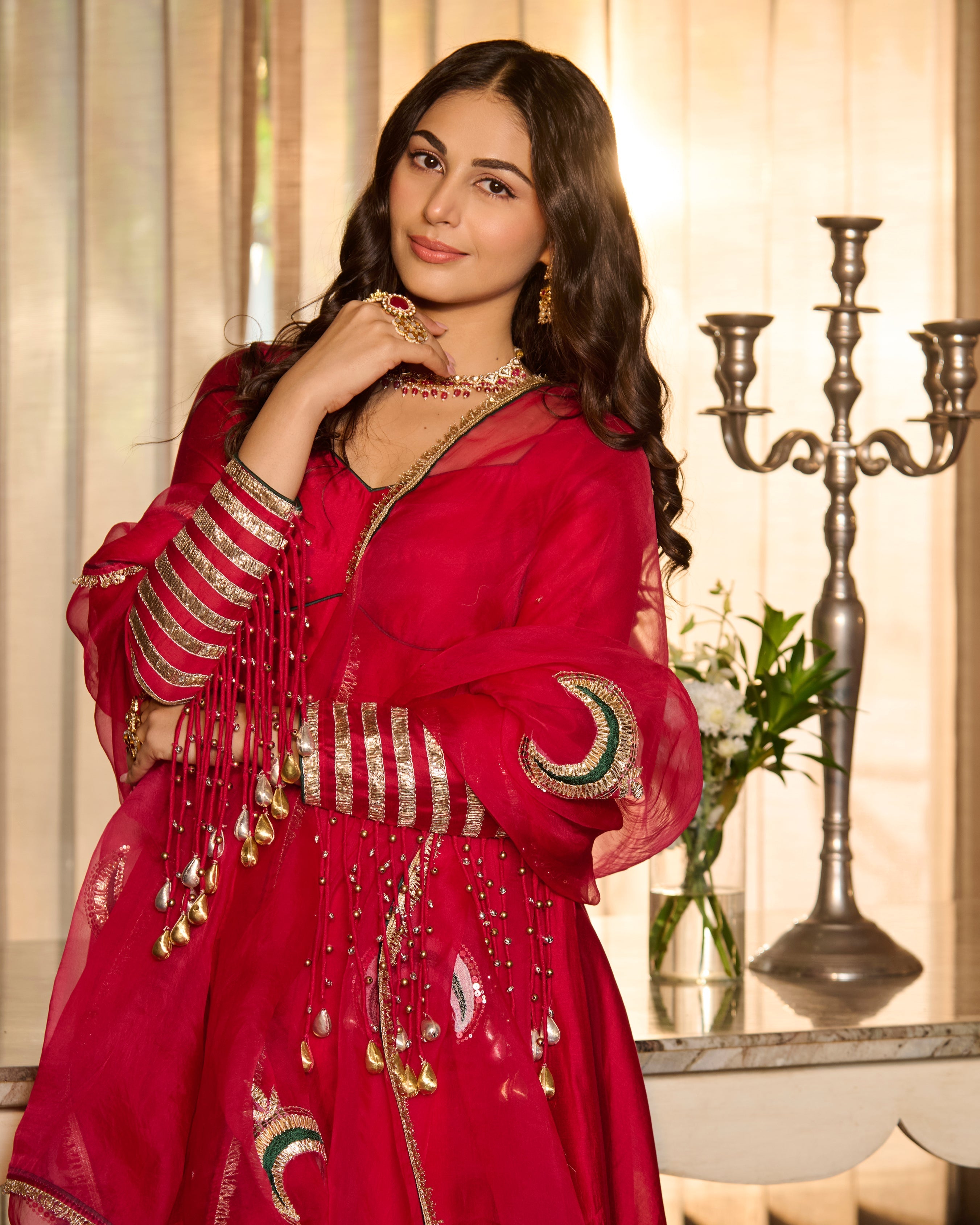 Vibha Magenta Solid Chanderi Suit Set