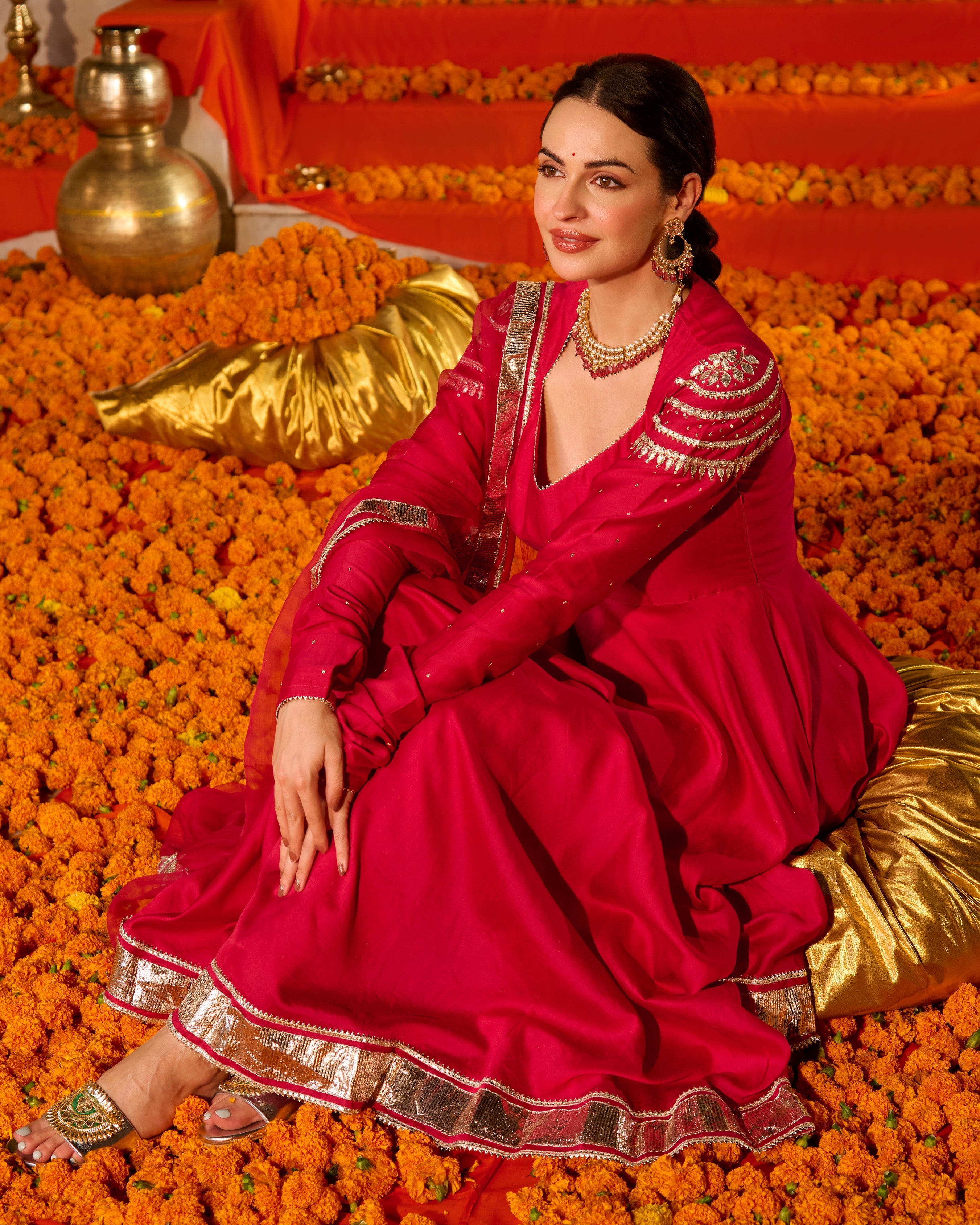 Jyoti Pink Solid Chanderi Suit Set