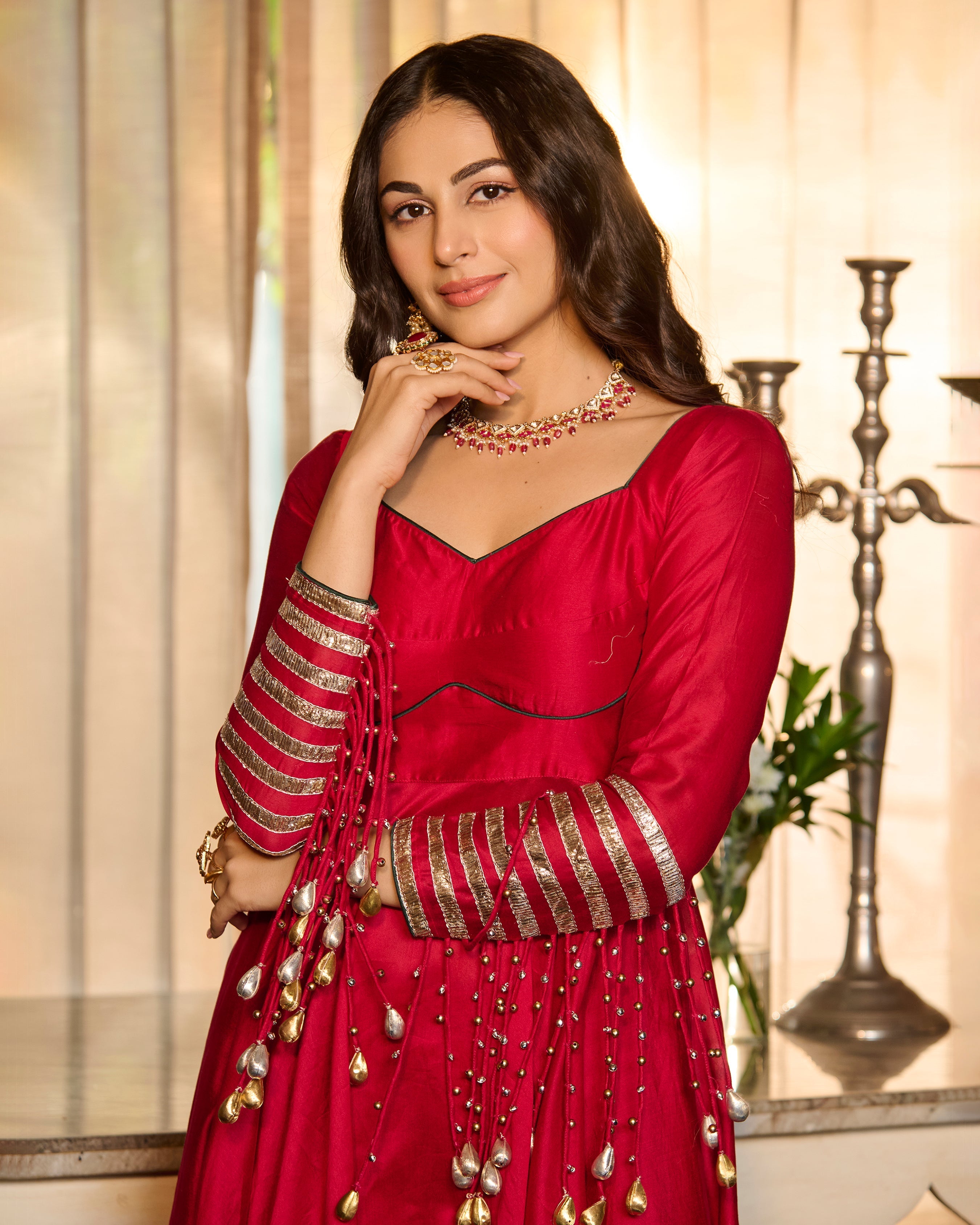 Vibha Magenta Solid Chanderi Suit Set