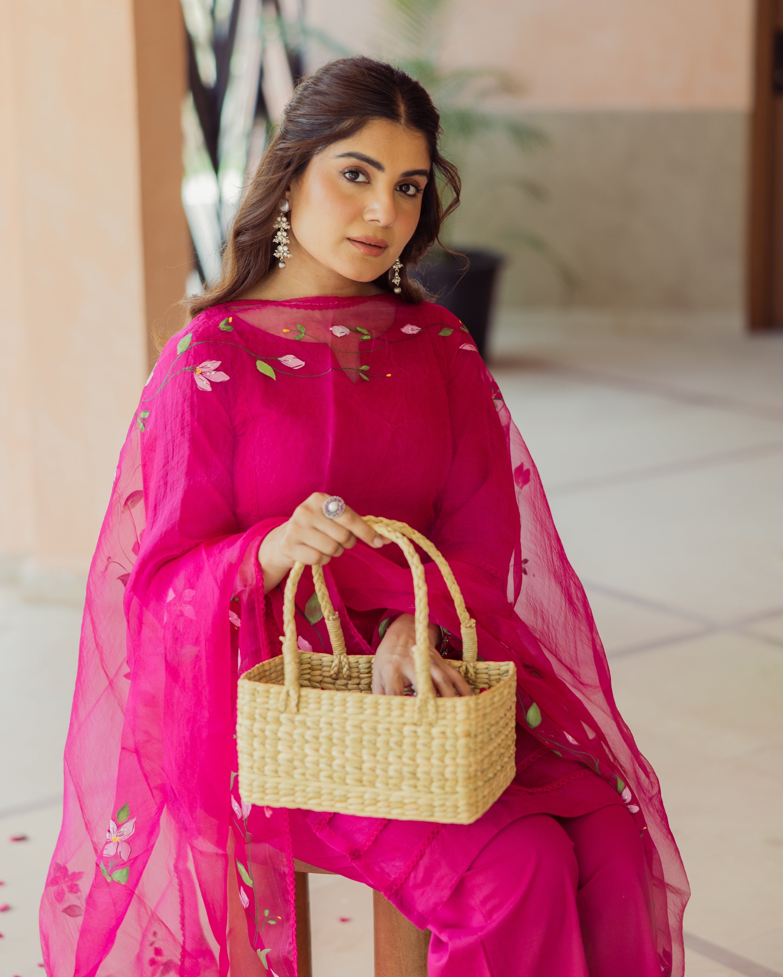 Chroma Charm Purple Handprinted Cotton Suit Set